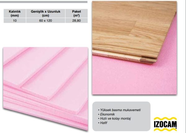 İzocam foamboard parke altı 1cm 60x120 cm 28.80 m2 - Görsel 2