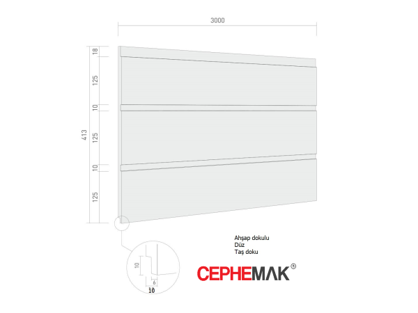 Betopan Fibercement Ahşap Ceviz Ağacı Desenli Çift Fugalı Lamba Zıvanalı 12 mm 40,5 cm 3 mt Levha - Görsel 4