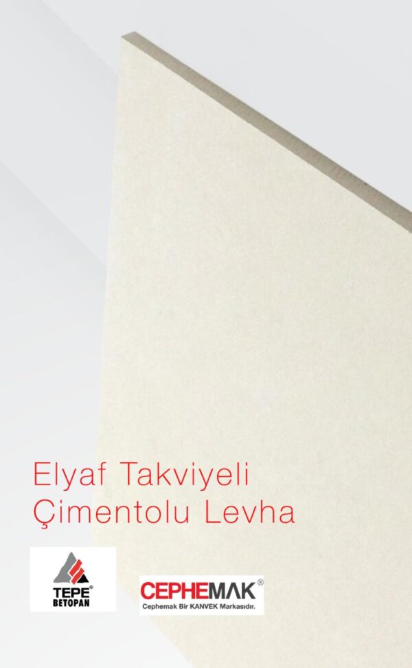 TepePAN Elyaf Takviyeli Çimentolu Levha Fibercement Kalınlık 6-8-10-12-14 mm Genişlik 1250 Uzunluk 2500-2800-3000 mm